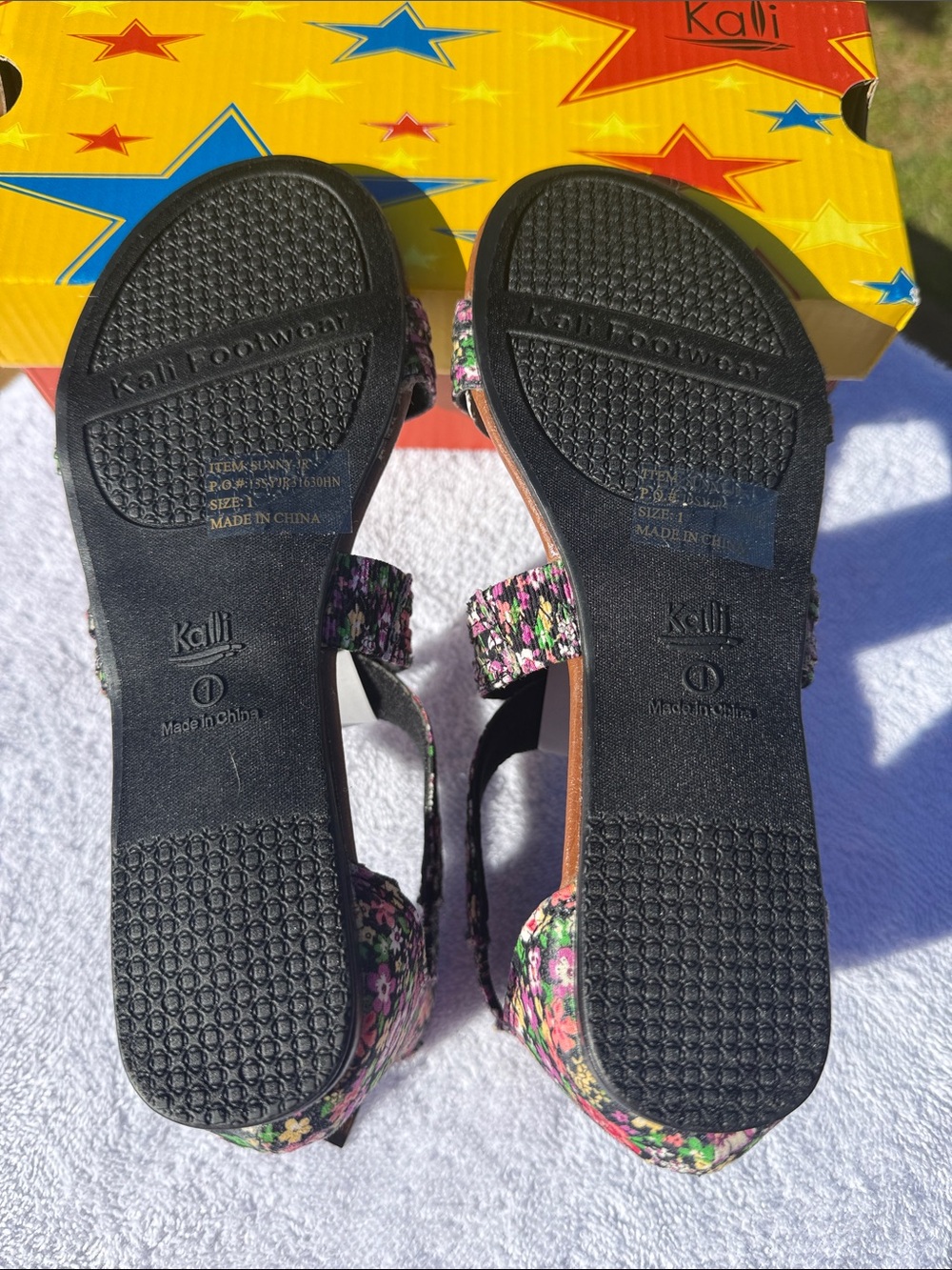 Kali Black Floral Multi-Color Strappy Sandals - Picture 5 of 5